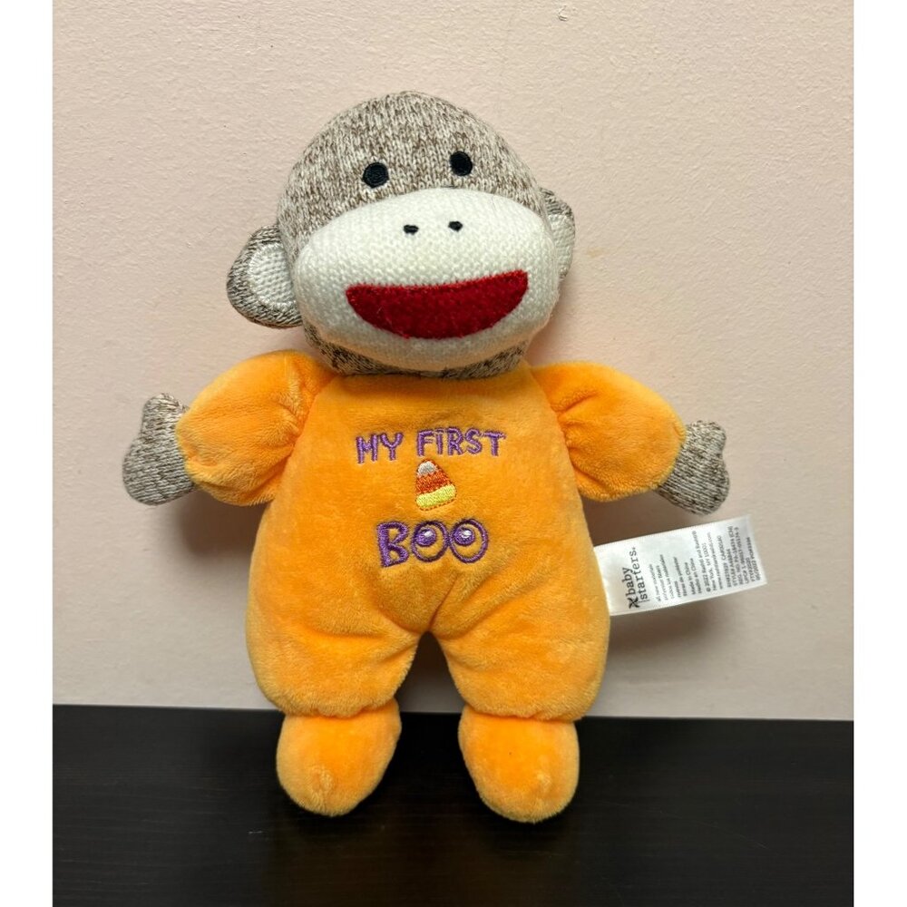 Baby Starters "My First Boo" Sock Monkey Plush Toy Orange & Brown 1st Halloween